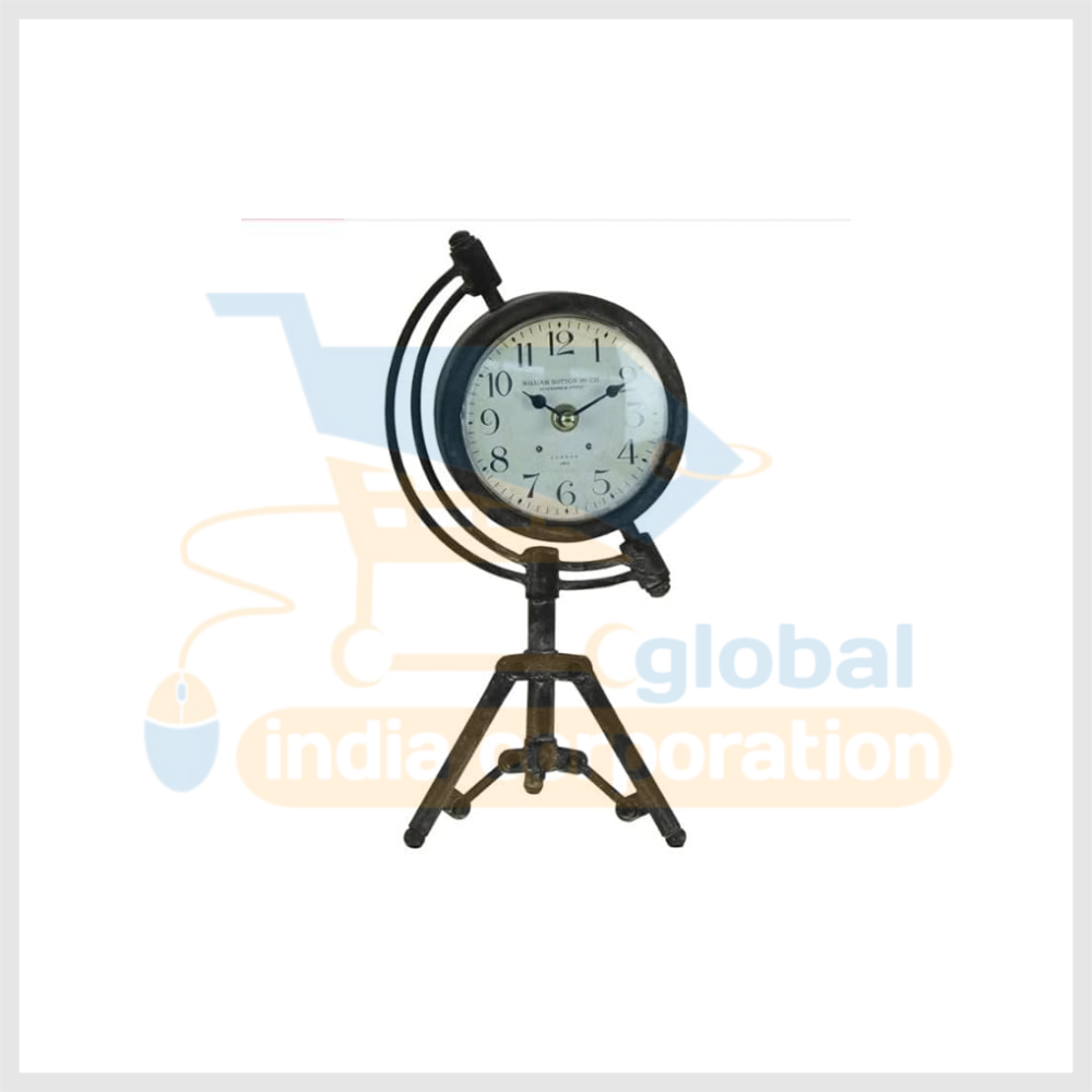 Equater Retro Tripod Pedestal Clock Antique Desk Stand Clock