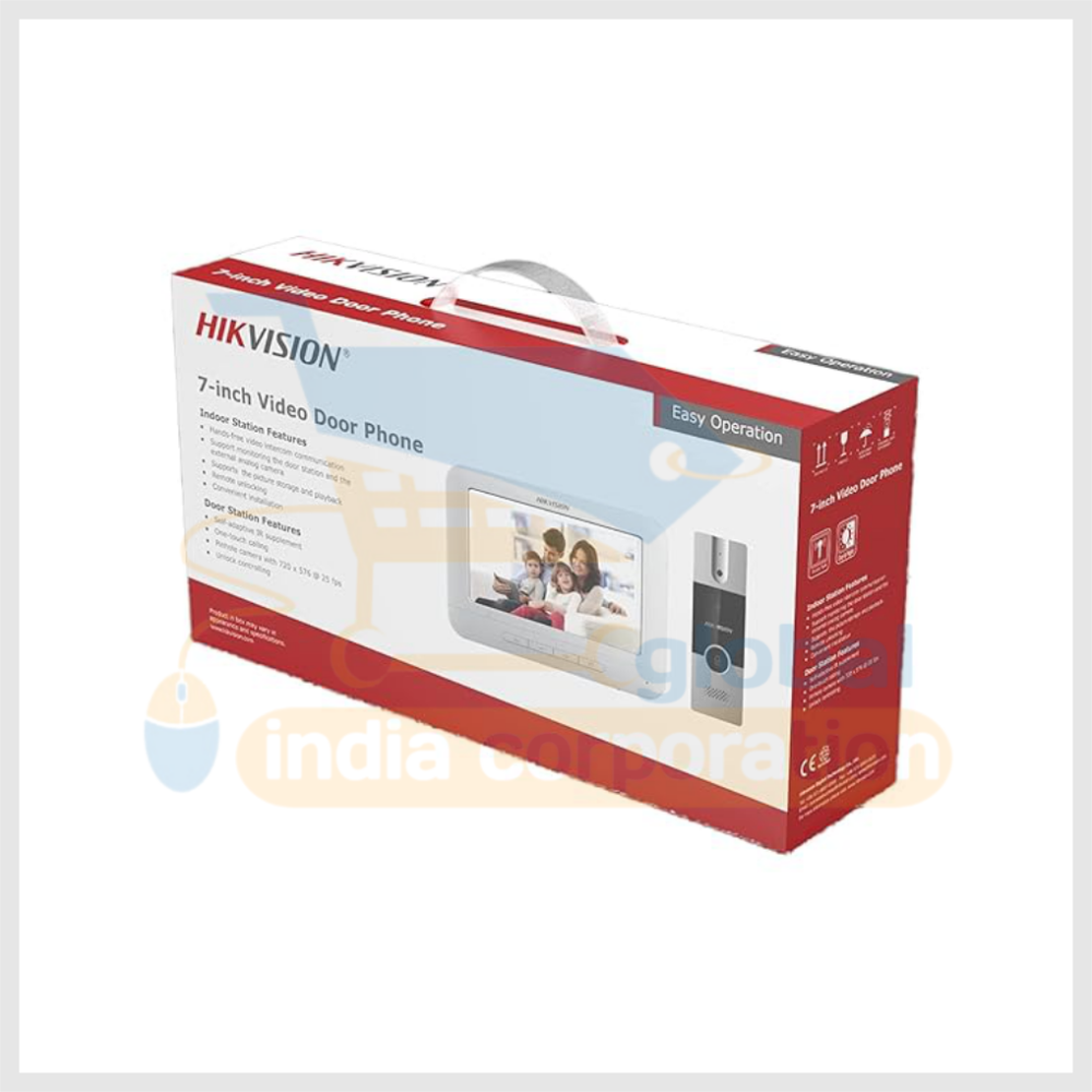 HIKVISION Analog Video Door Phone/Bell with 7" TFT LCD Screen Wired| 1080p Resolution | BuiltIn Mic & Loudspeaker| Noise Echo Cancellation| Record Upto 200 Picture | One Call Button(DS-KIS204T) - Image 2