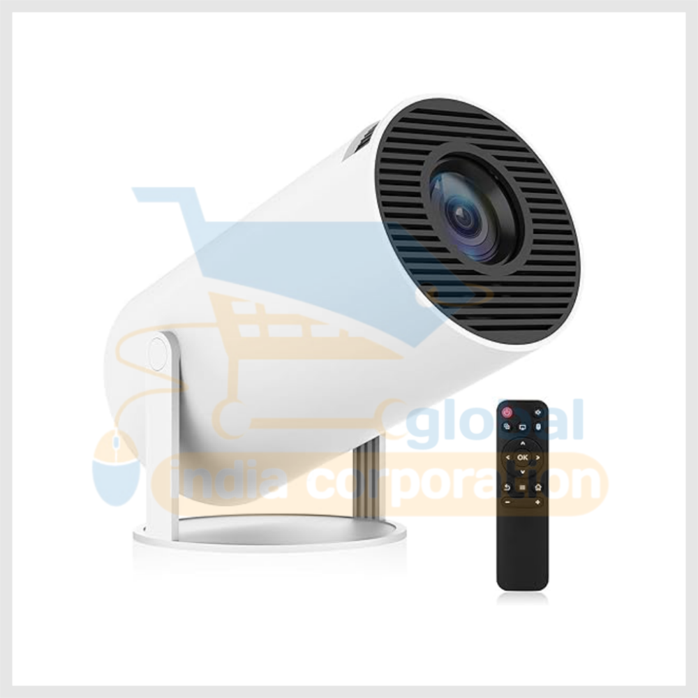 Equater HY300 Home Theater Smart LED Prortable Projector Built in Streaming Apps Like Netflex,YouTube, Vodeo | 1600 lumens, 180 Degree Flip, 3W Speaker, 4K Projector with 2.4/5G WiFi, BT5.0 | White