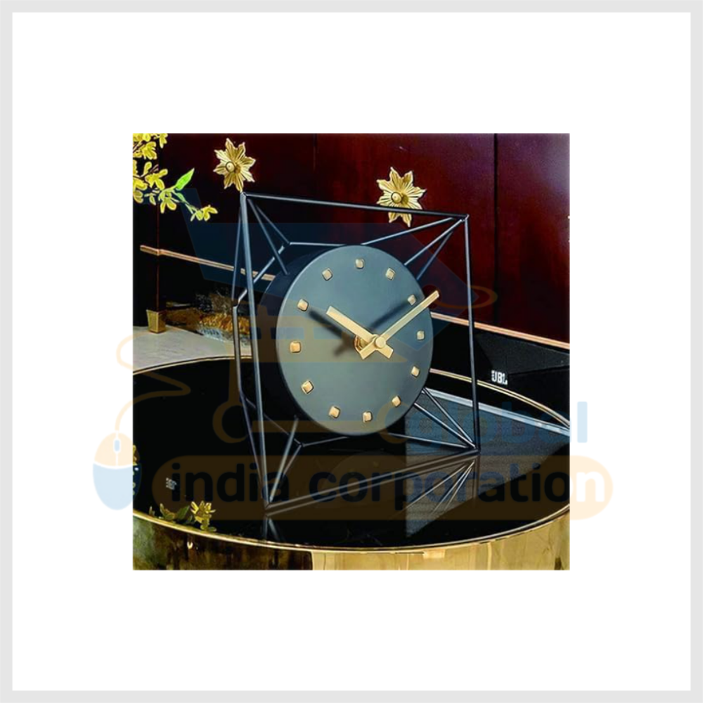 Equater Versatile Black Metal Table Clock with Modern Geometric Design – Sleek Office and Study Décor | Ideal Gift Option - Image 3