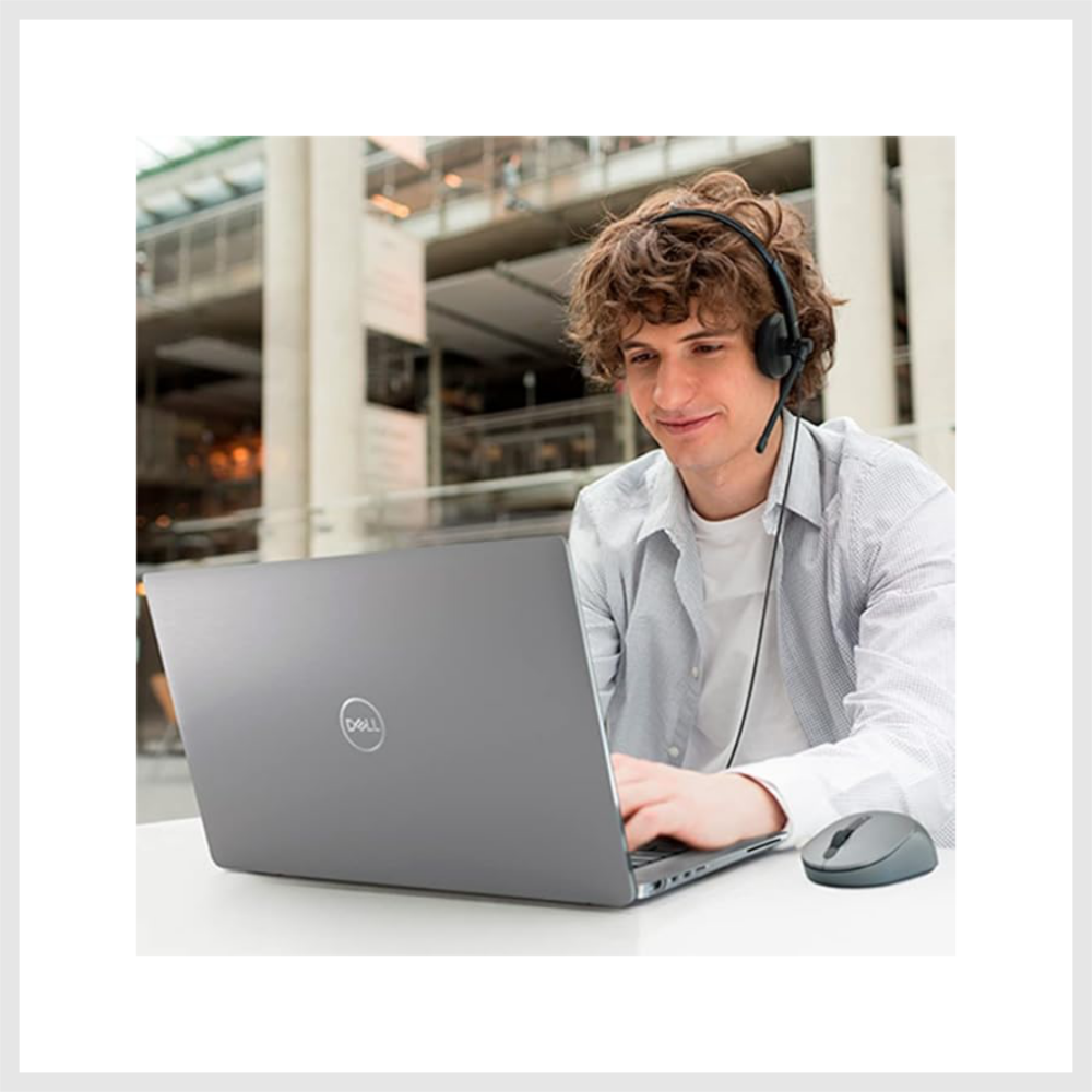 Dell Leatherette Wired Stereo Over Ear Headset|Frequency Response 20-20k Hz (Audio) 150-7k Hz (Microphone)|Noise Cancelling|Status Indicator|WH1022-Black - Image 3