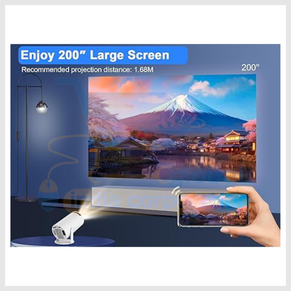 Equater HY300 Home Theater Smart LED Prortable Projector Built in Streaming Apps Like Netflex,YouTube, Vodeo | 1600 lumens, 180 Degree Flip, 3W Speaker, 4K Projector with 2.4/5G WiFi, BT5.0 | White - Image 3
