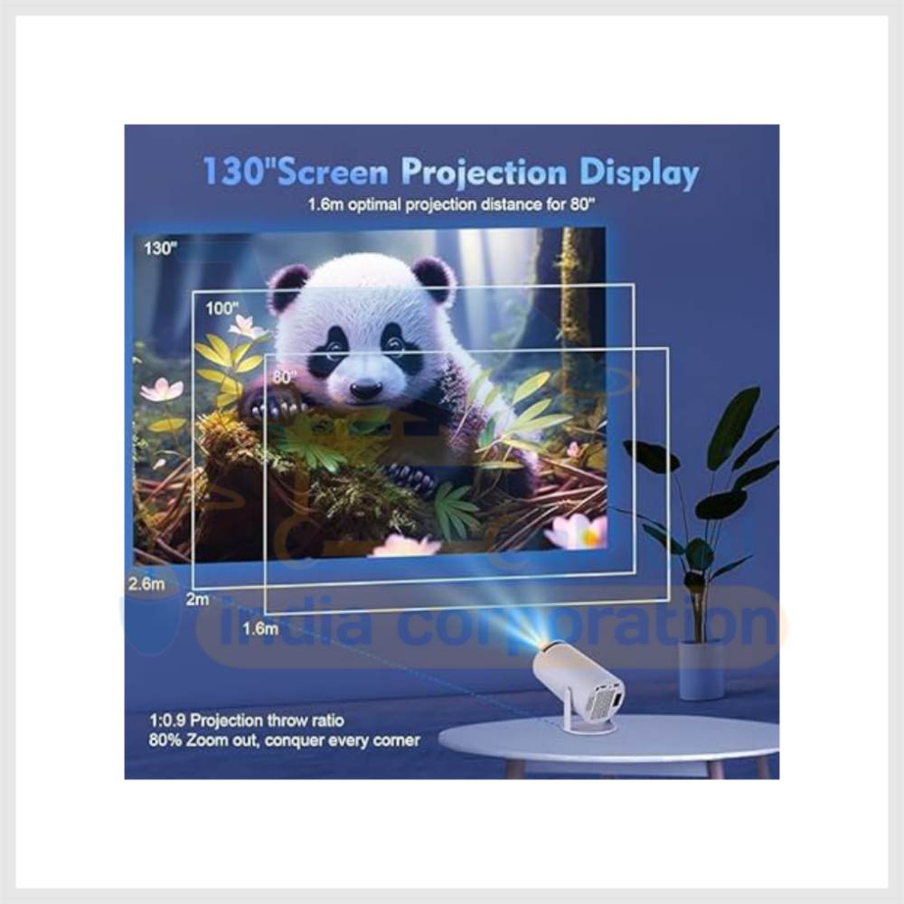 Equater HY300 Portable Smart LED Projector | 4K HD, 1600 Lumens, Built-in Streaming Apps (Netflix, YouTube, Vodeo) | 3W Speaker, 180° Flip, WiFi (2.4/5G), BT 5.0 | Sleek White Design - Image 3