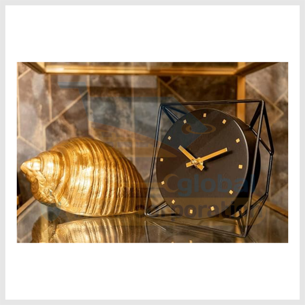 Equater Versatile Black Metal Table Clock with Modern Geometric Design – Sleek Office and Study Décor | Ideal Gift Option - Image 6