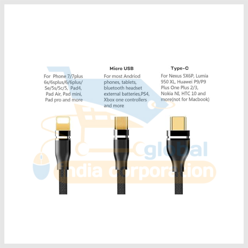Equater Ultimate 3-in-1 Fast Charging Metal Series Data Cable: Anti-Knotted, Super Compatible, and Lightning-Fast Transmission for iPhone, Android, and Type-C (1.5M - Black & Red) Model - CC03 - Image 2
