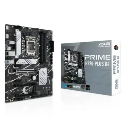 ASUS Prime H770-PLUS D4 Intel H770 (13th, 14th and 12th Gen) LGA 1700 ATX Motherboard with PCIe 5.0, 3xPCIe 4.0 M.2 Slots,DDR4,2.5Gb LAN,DisplayPort, HDMI,USB 3.2 Gen 2 Type-C,Thunderbolt™ (USB4®) Support
