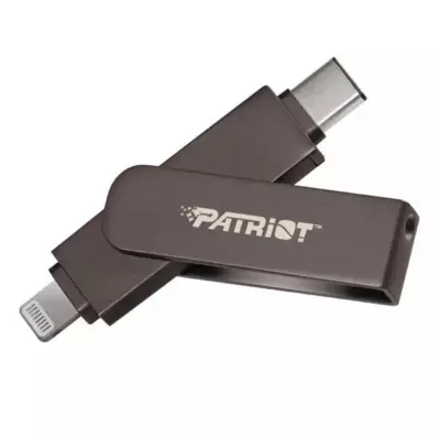 Patriot iLuxe Stick 128GB Type -C and Lightning Flash Drive (PI128GSKM30CL,Gray)