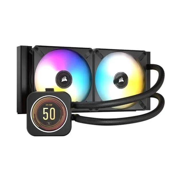 Corsair ICUE H100i Elite LCD Display CPU Liquid Cooler (Black)