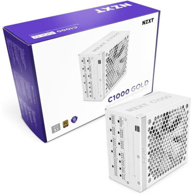NZXT C1000 Gold ATX 3.1 Fully Modular Low-Noise PC Gaming Power Supply (White)