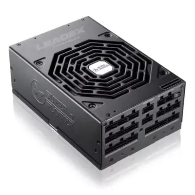 Super Flower Leadex Titanium 1600W 80+ Titanium, ATX 3.1, W/12V-2×6(2x8pin – 16pin Native Cables)*2, 10 Years Warranty, ECO Mode, Full Modular, Dual Ball Bearing Fan, SF-1600F14HT ATX 3.1