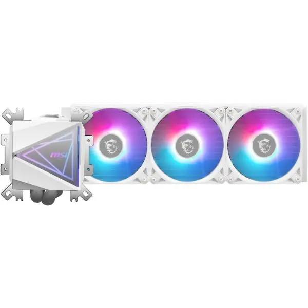 MSI MAG CORELIQUID I360 – AIO ARGB CPU Liquid Cooler – LGA 1700 Ready – Triple 120mm ARGB PWM Fans, White